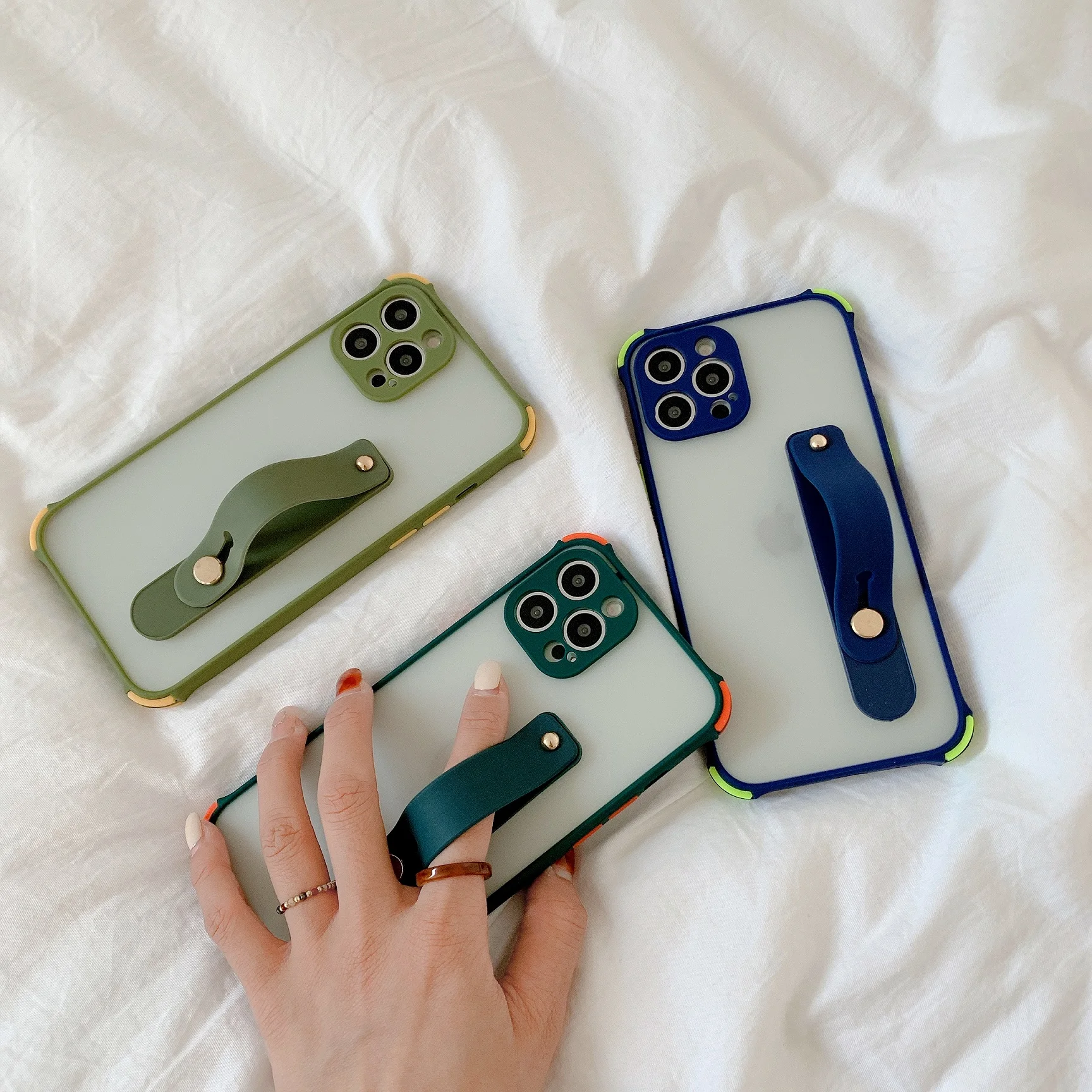 

Phone Case For Samsung Galaxy A12 F62 M62 A02 M02 M02S A02S 5G M51 M12 F41 Four-Corner Anti-fall Bring Bracket Wristband Cover