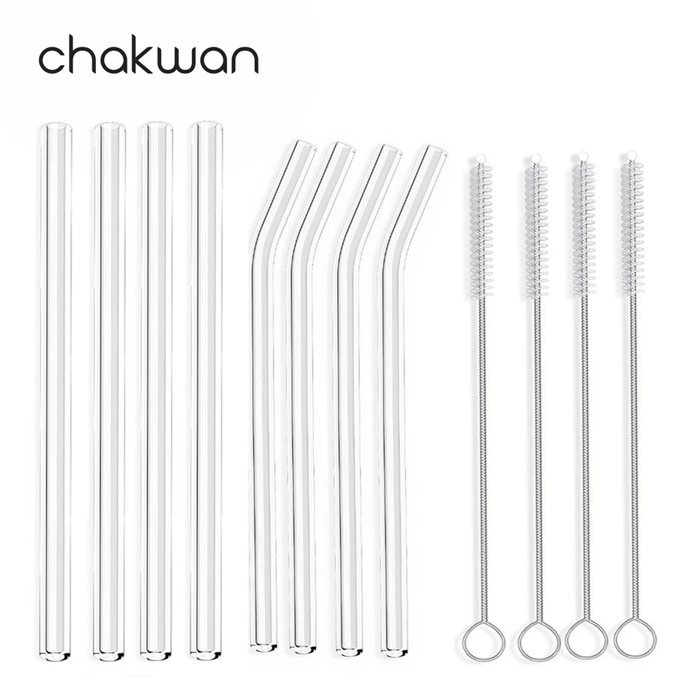 8 шт Стекло соломинки Экологичные Многоразовые питьевой TubeWith щеточка для чистки