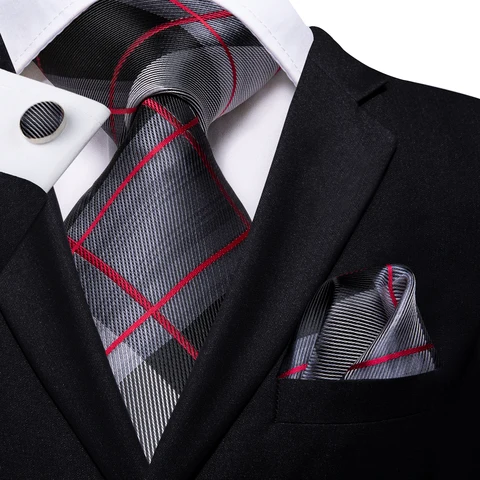 Галстук Hi-Tie Новый Модный деловой черный клетчатый 100% шелк мужской галстук 8,5 см галстуки для мужчин формальный роскошный свадебный качественный Gravata