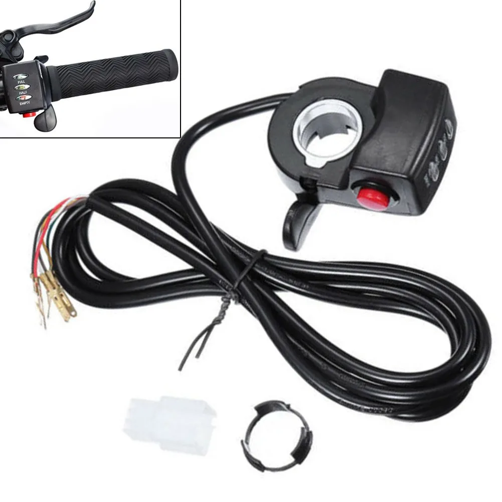 

1pc Scooter Thumb Throttle For 7/8 In 22mm Handlebar Battery Indicator Speed Control E-Bike Electric Bicycle Parts Accessories