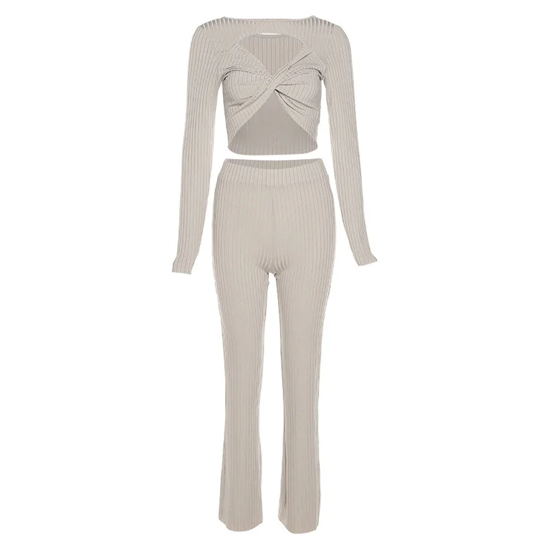 

2021 Autumn Winter Women's O-Neck long Sleeve T-shirt High Waist Buttocks Straight Pants Casual Suit Design New