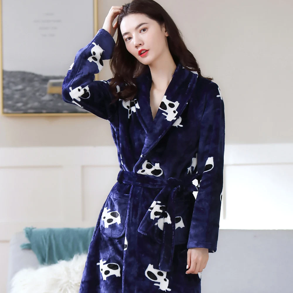 Winter Sexy Nightie Coats for Home Flannel Robes for Women Warm Shower Comfortable Soft Bathrobe Sleepwear Female Night Dress