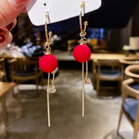 19 styles fashion red color rhinestone earrings long tassel lucky red round ball earring for women wedding party jewelry gifts