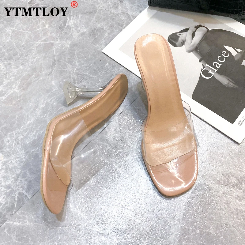 

Summer Slippers Women Outdoor Clear PVC Transparent Jelly Sandals Fashion Open Toe Stiletto Heels Party Ladies Shoes Leopard