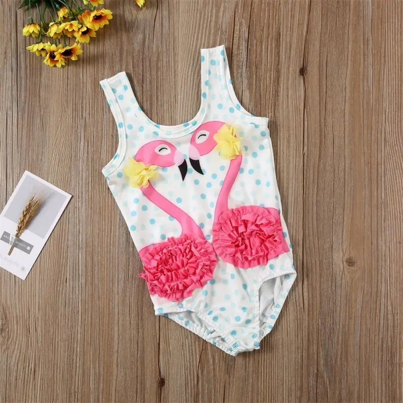 Купальник для девочек 2020 купальник с фламинго маленьких бикини пляжная одежда