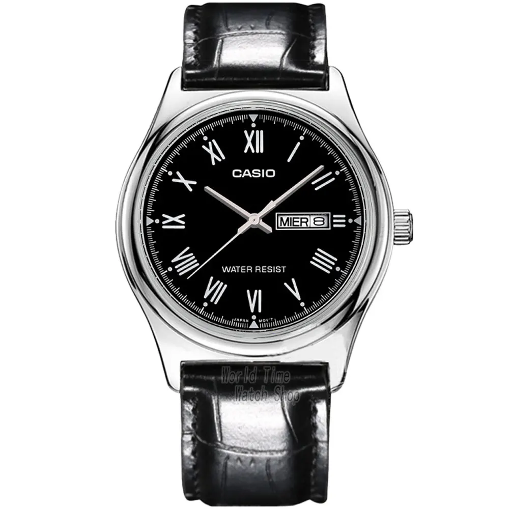 Часы Casio Простые часы мужские лучшие марки роскошные кварцевые часы Водонепроницаемые Ретро мужские часы Спортивные военные часы relogio masculino reloj hombre erkek kol saati montre homme zegarek meski MTP-V006 - Цвет: MTP-V006L-1B