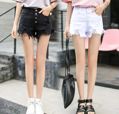 Летние джинсовые шорты с высокой талией Женская Повседневная свободного покроя