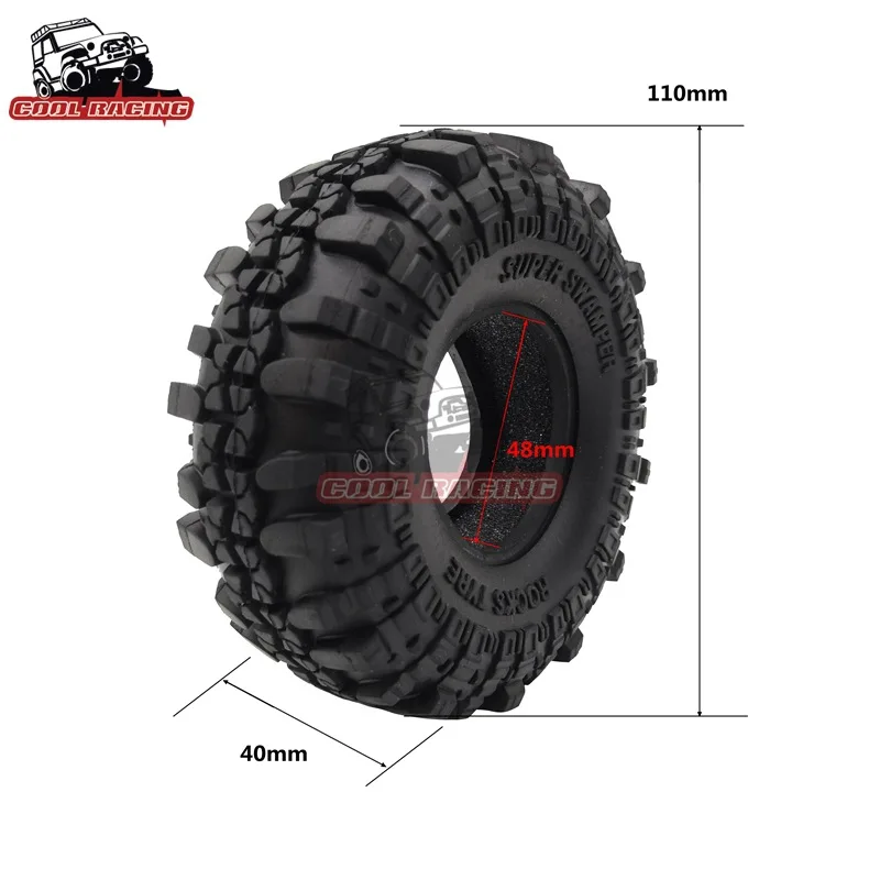 4PCS 110MM 1.9&quot Rubber Rocks Tyres / Wheel Tires for 1:10 RC Rock Crawler Axial SCX10 90046 AXI03007RC4WD D90 TF2Traxxas TRX-4 | Игрушки