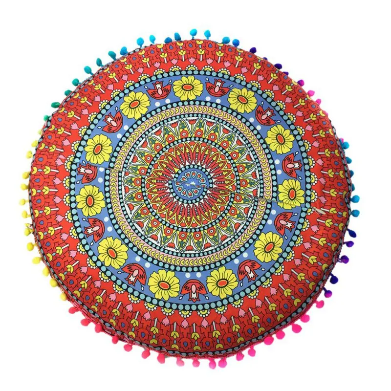 Indian Mandala Floor Pillows Round Bohemian Cushion Cover Case Color Textile Pillow 43*43CM DROP SHIP | Дом и сад