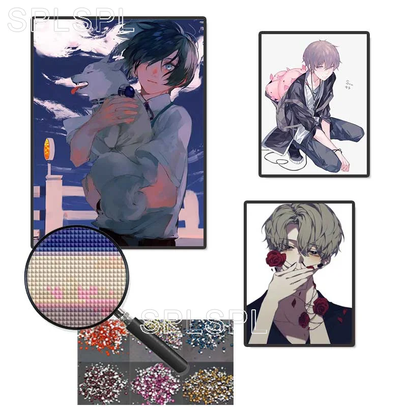 

Diamond Painting Anime Figure Wolf Square Diamond Round Diamond Decoration Customizable Wall Art Decoration for Living Room