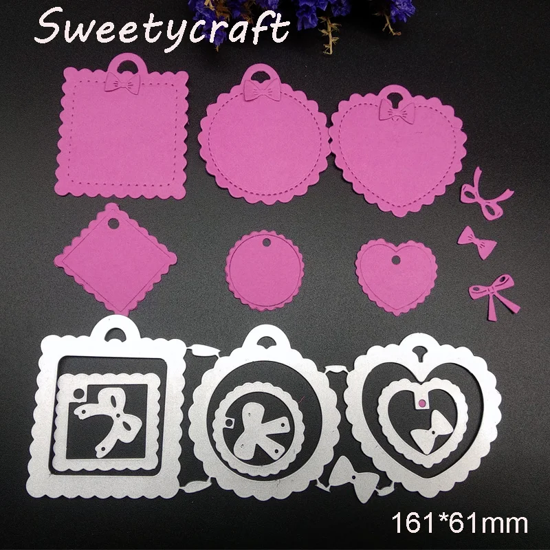 Металлические Вырубные штампы трафарет сердце круг квадратный бант рамка фон