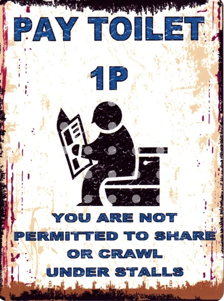 

Pay Toilet Metal Sign Retro Vintage Style Small Funny Humour Tin Wall Sign