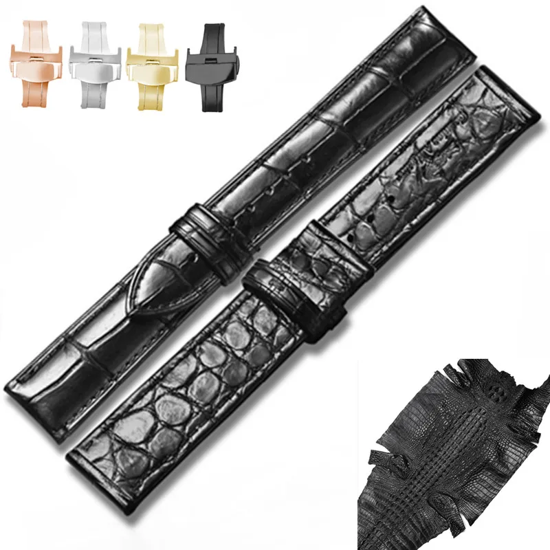 Ремешок для часов из натуральной кожи аллигатора браслет наручных с складной