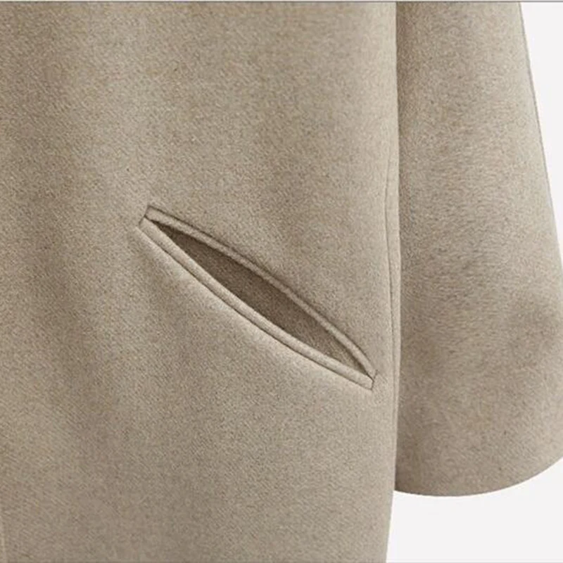 

Office Ladies Elegant Streetwear Korean Ulzzang Harajuku Wool Women Solid Autumn Winter Long Coat Vintage Thicker High Quality