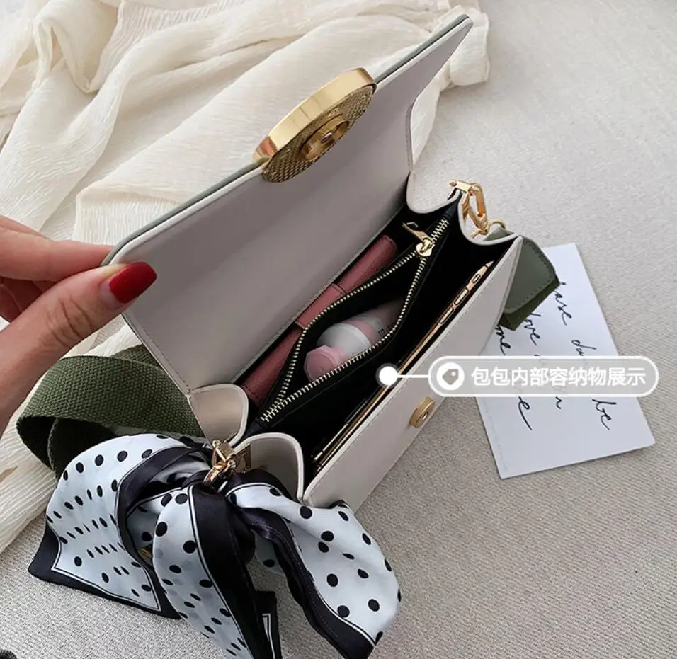 

Ribbon Bow Contrast color Leather Crossbody bag 2020 Fashion New Quality PU Leather Women's Handbag Lock Shoulder Messenger Bag