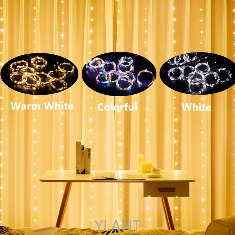 

3M LED Curtain String Lights Remote Control USB New Year Fairy Garland Lamp Holiday Decoration For Home Bedroom Window Christmas