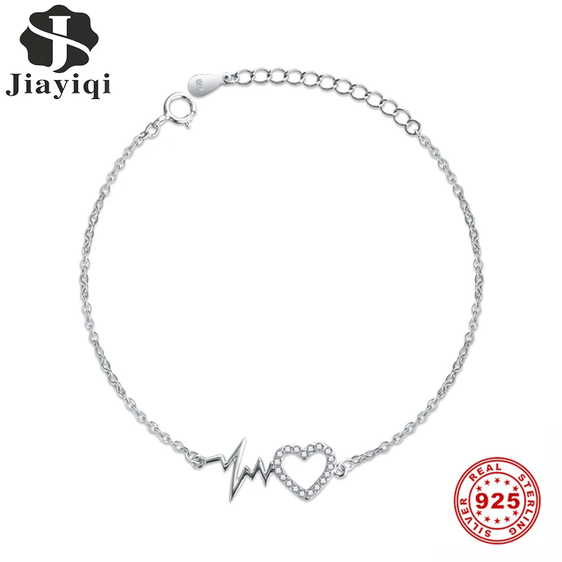 Jiayiqi, сердцебиение, линия 925 пробы, серебряные женские браслеты, подходят для помолвки, вечерние, серебряные браслеты, роскошные серебряные 925 ювелирные изделия