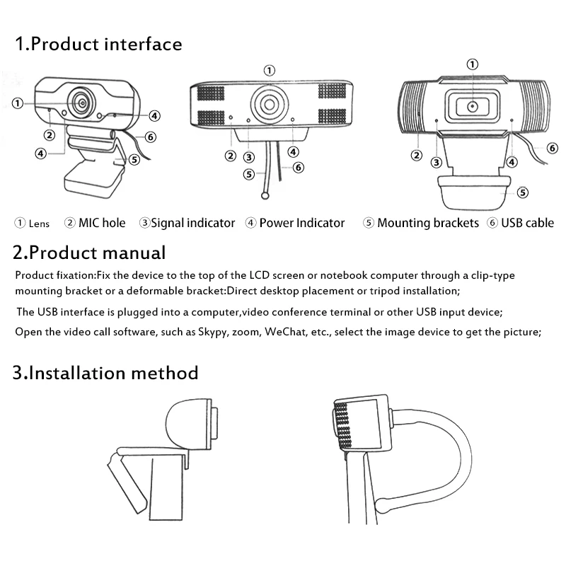 

2020 Hot Sale Webcam Full HD 1080P Web Camera With Microphone For Computer Laptop Video Recording Online Webcams USB Autofocus