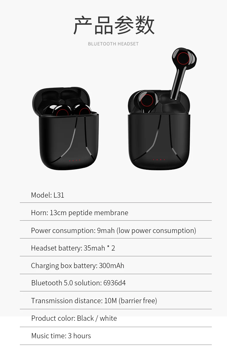TWS L31 беспроводные Bluetooth наушники HiFi стерео HD звонки для Xiaomi iPhone Smart Touch