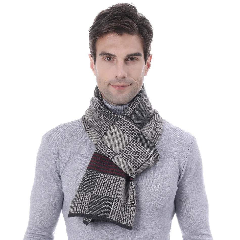 Сезон Plover решетки цвет блок папа утолщение мужской шарф имитировать кашемир