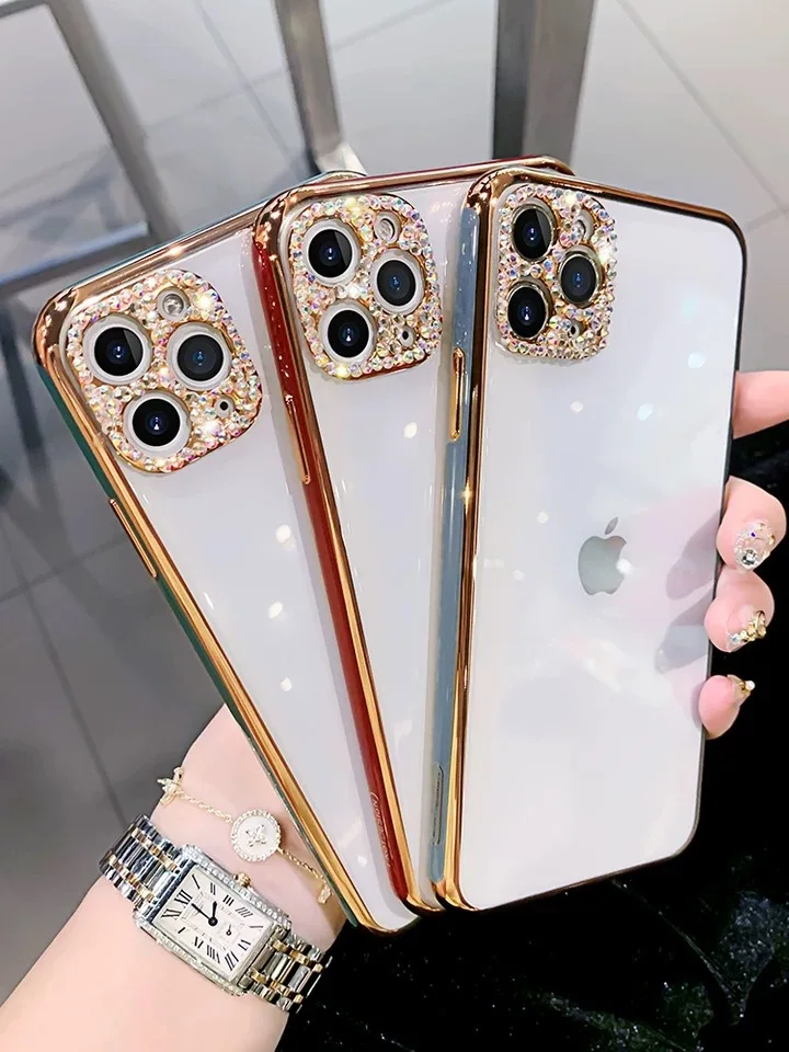 

Crystal Phone Case For iPhone 12 11 Pro Max Diamond Luxury Cover For iPhone 7 8 6 Plus Rhinestone Mirror For iPhone XS XR Xs Max