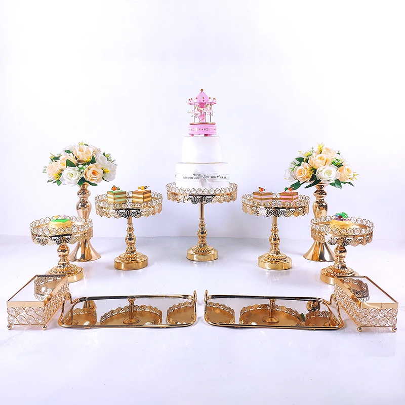 11 шт. с украшением в виде кристаллов металлическая для подставки пирожных