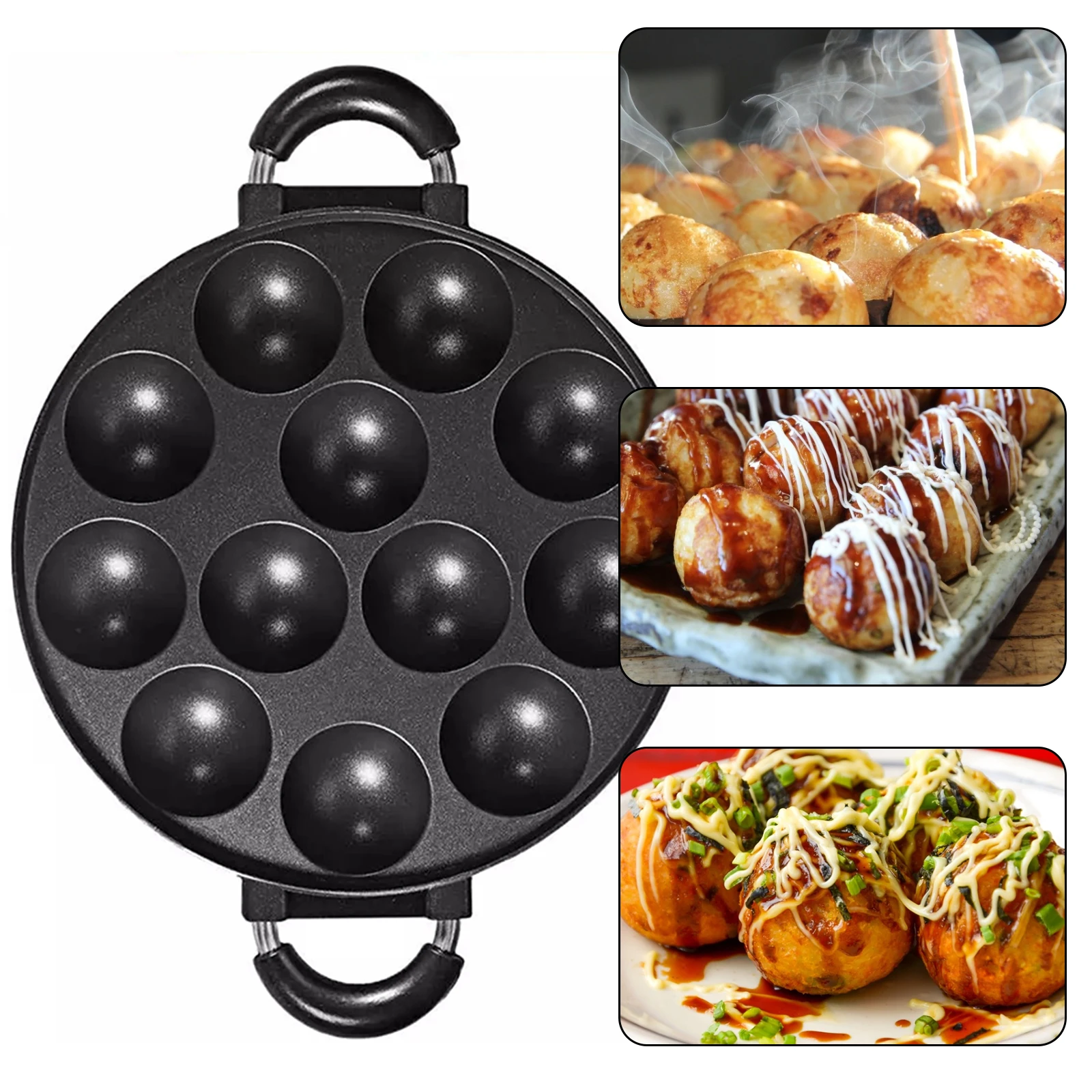 

7/12/15 Holes Takoyaki Maker Grill Pan Octopus Ball Plate Home Cooking Baking Forms Mold Tray Baking Pan For Kitchen Tools