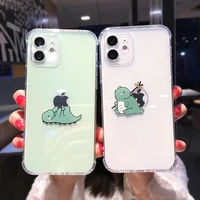 funny cute cartoon dinosaur clear phone case for iphone 13 pro max 12 11 x xs xr 7 8 plus transparent soft tpu shockproof cover