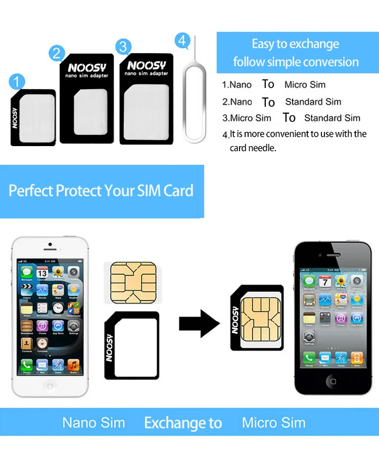 Качественная нано sim-карта адаптер 4 в 1 micro-SIM с картой Pin Розничная посылка для iPhone