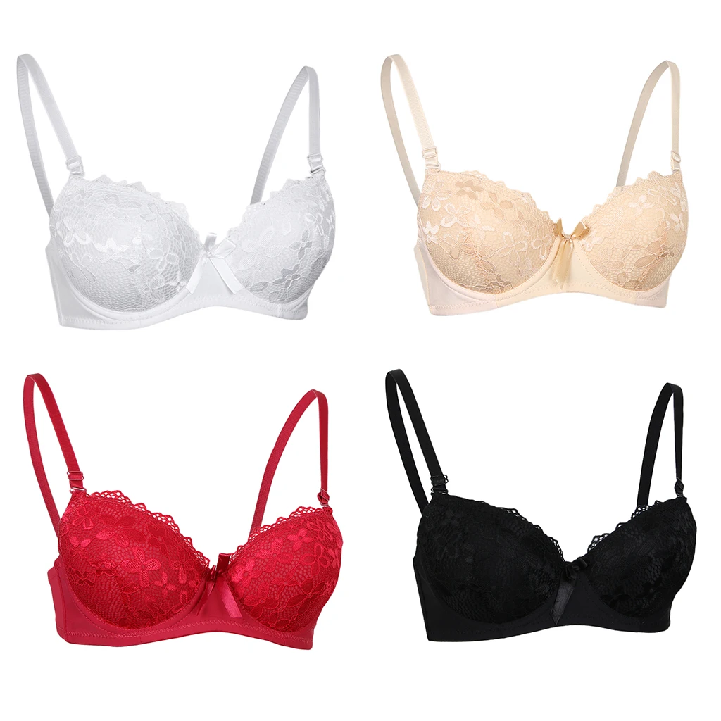 

Womens Comfort Full Coverage Underwire Intimates Floral Lace Embroidered Bra
