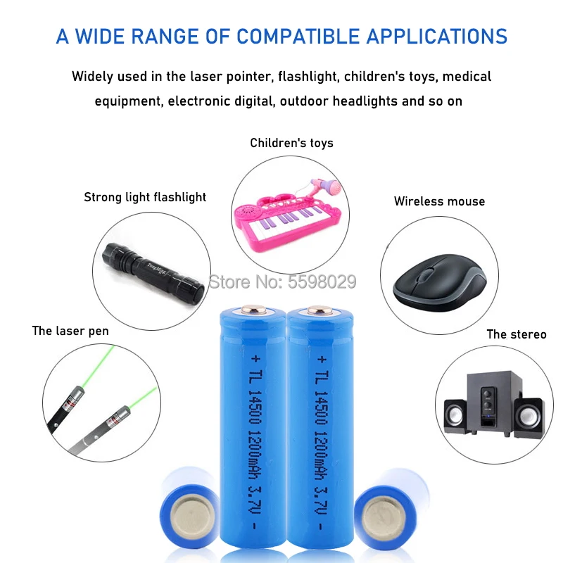 Литий-ионная аккумуляторная батарея 14500 высокой емкости 3 7 в 1200 мАч для