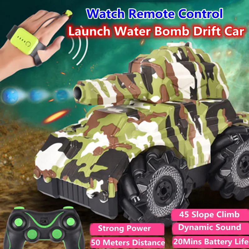 

Launch Water Bomb Drift RC Car 20Mins Strong Power 45°Slope Climb Dynamic Sound 4WD Watch Remote Control Racing Car Toy Kid Gift