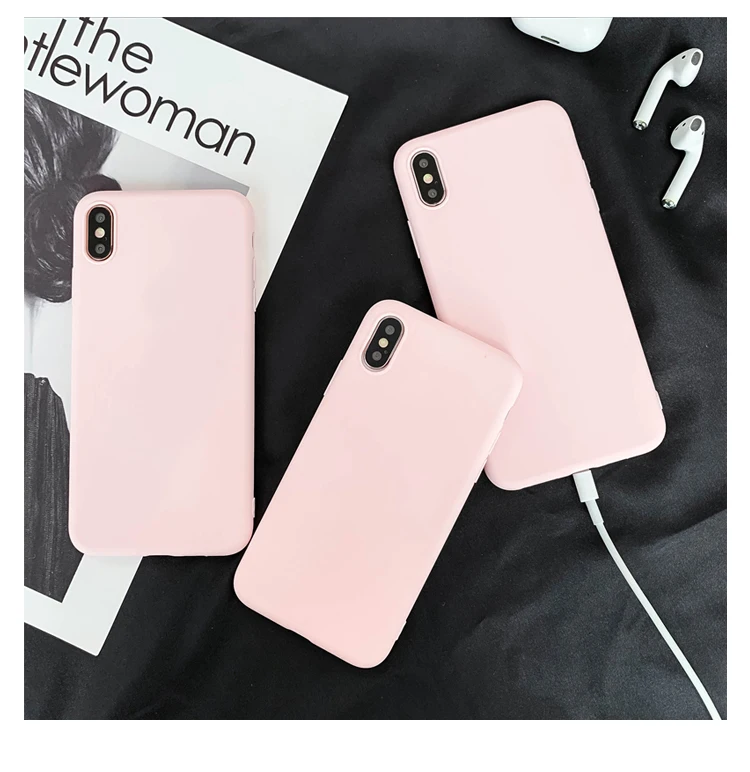 Чехол для iphone XS Max XR X 8 7 6S 6 Plus SE 2020 11 12 pro max мягкий матовый светло-розовый |