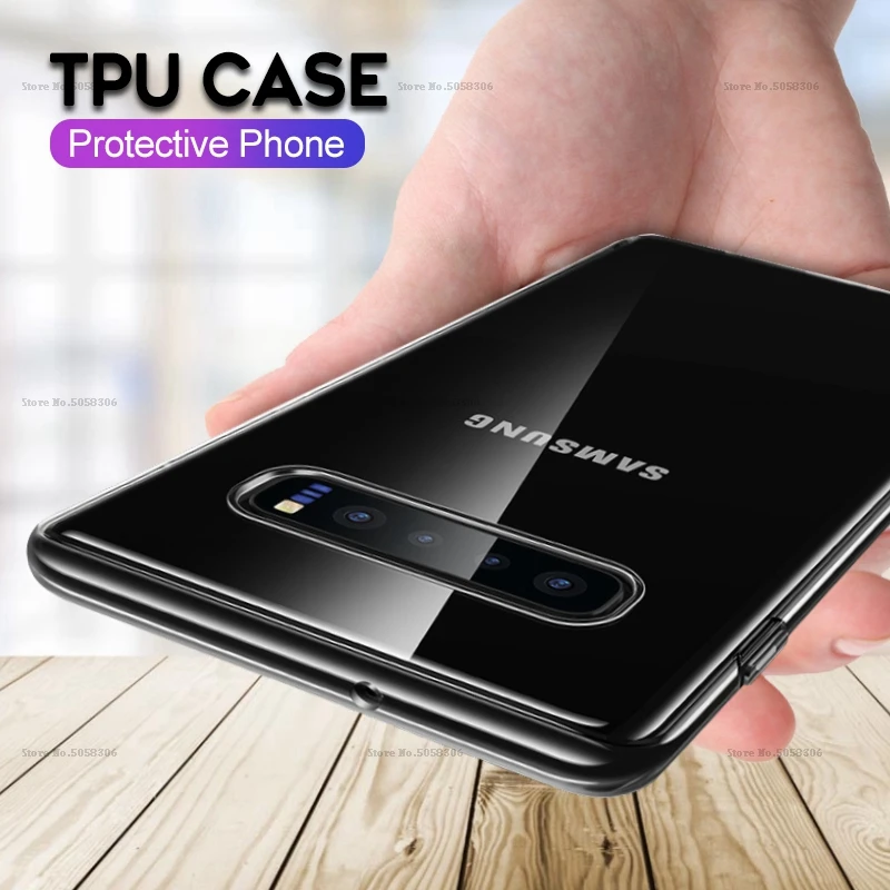 Прозрачный чехол для Samsung Galaxy S10 Plus S8 S9 S10e Note 10 8 9 S7 прозрачный защитный силиконовый