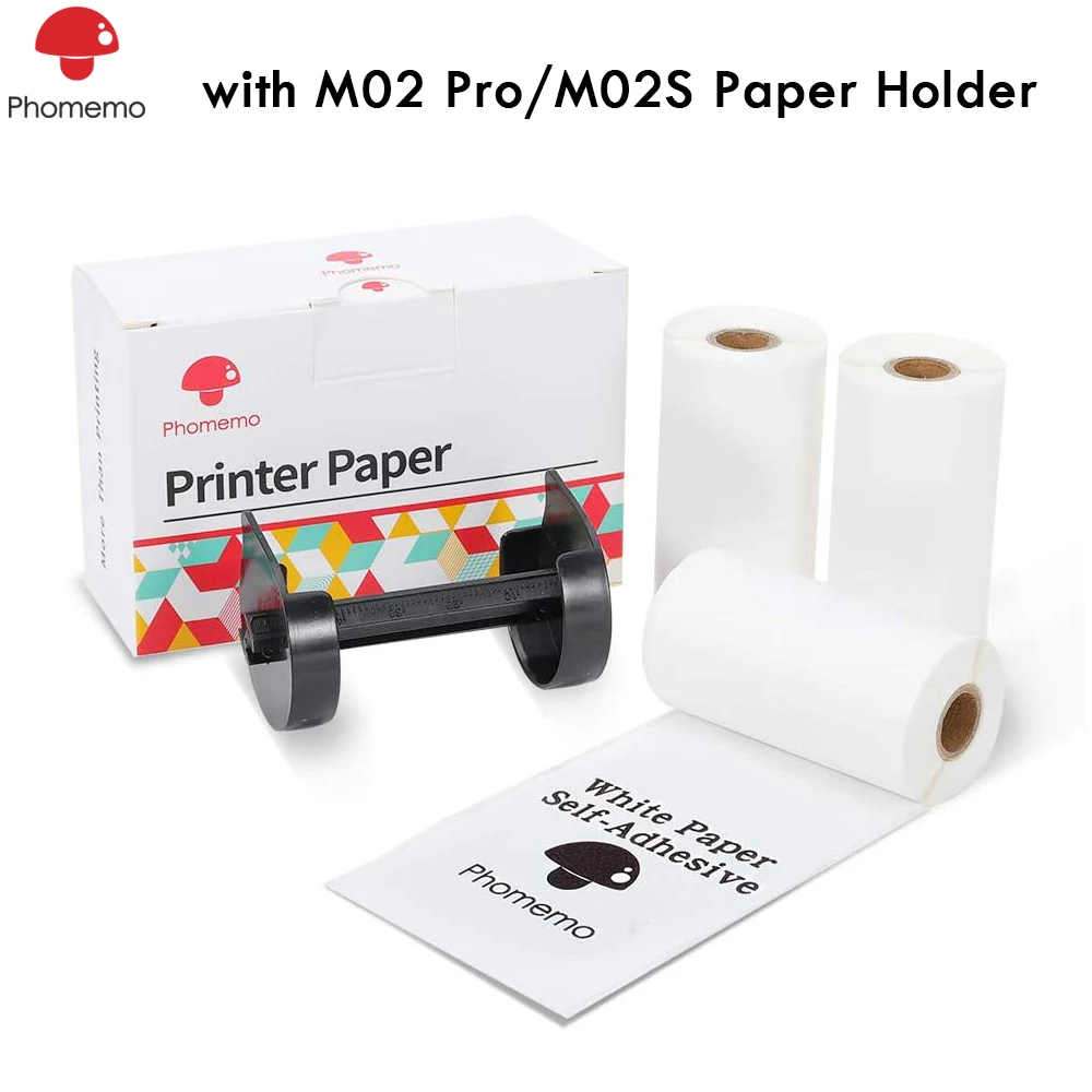 Самоклеящаяся термобумага Phomemo M02 Pro/M02S 3 рулона бумаги 50 мм x 5 м диаметр 30