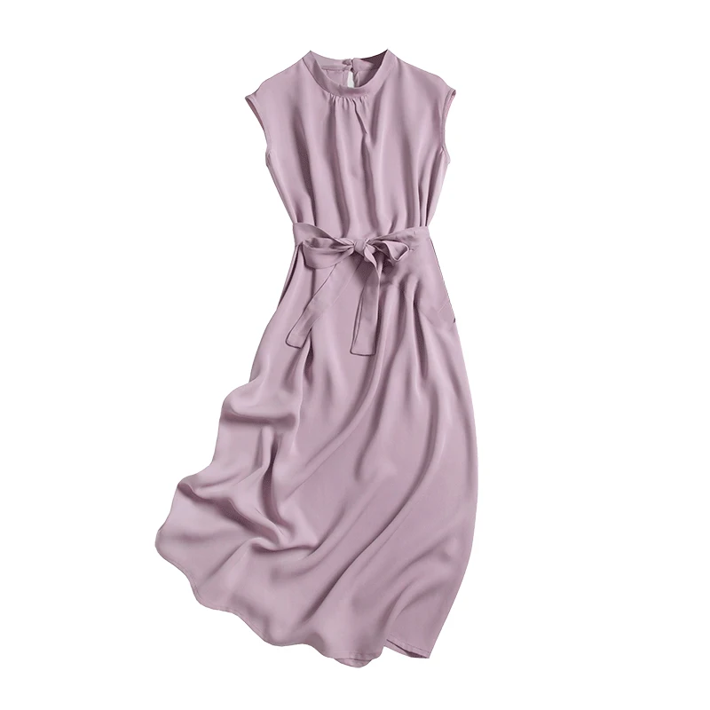 

Temperament French Light Mature Heavy Silk Dress Female Sleeveless Vest Skirt 2021 Summer New Waist Was Thin