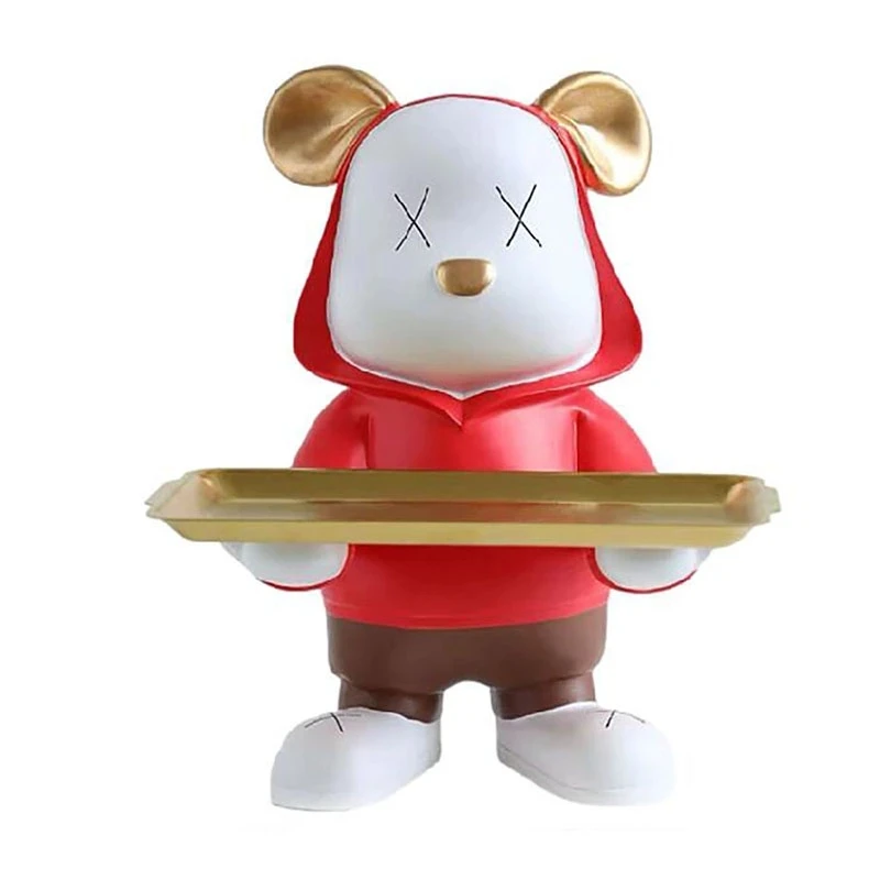 

Cute Doll Bear Statue Nordic Home Decoration Desk Accessories Porch Key Tray Storage Ornaments