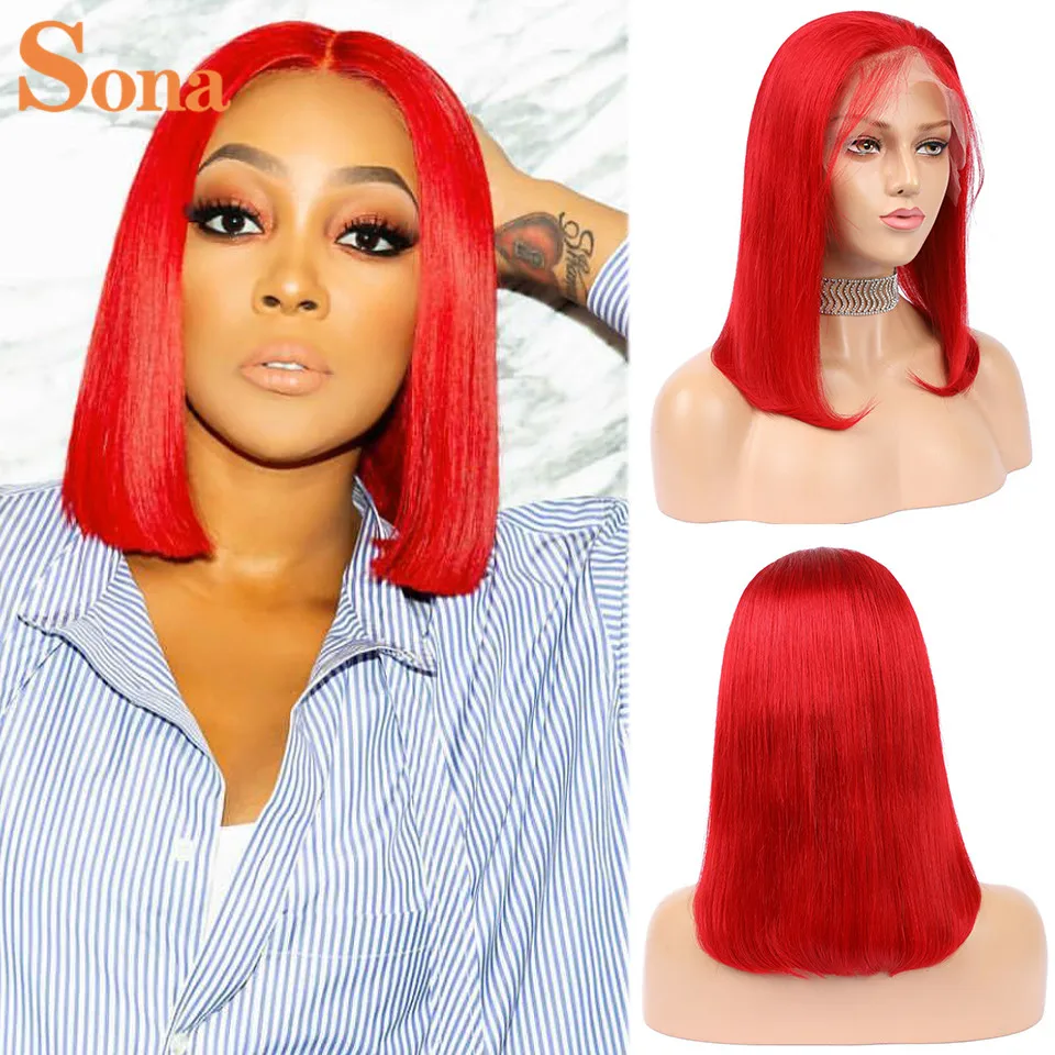 

Парики из натуральных волос Red Bob 13X6, светлые, розовые, синие, серые, зеленые, оранжевые, Имбирные, Короткие