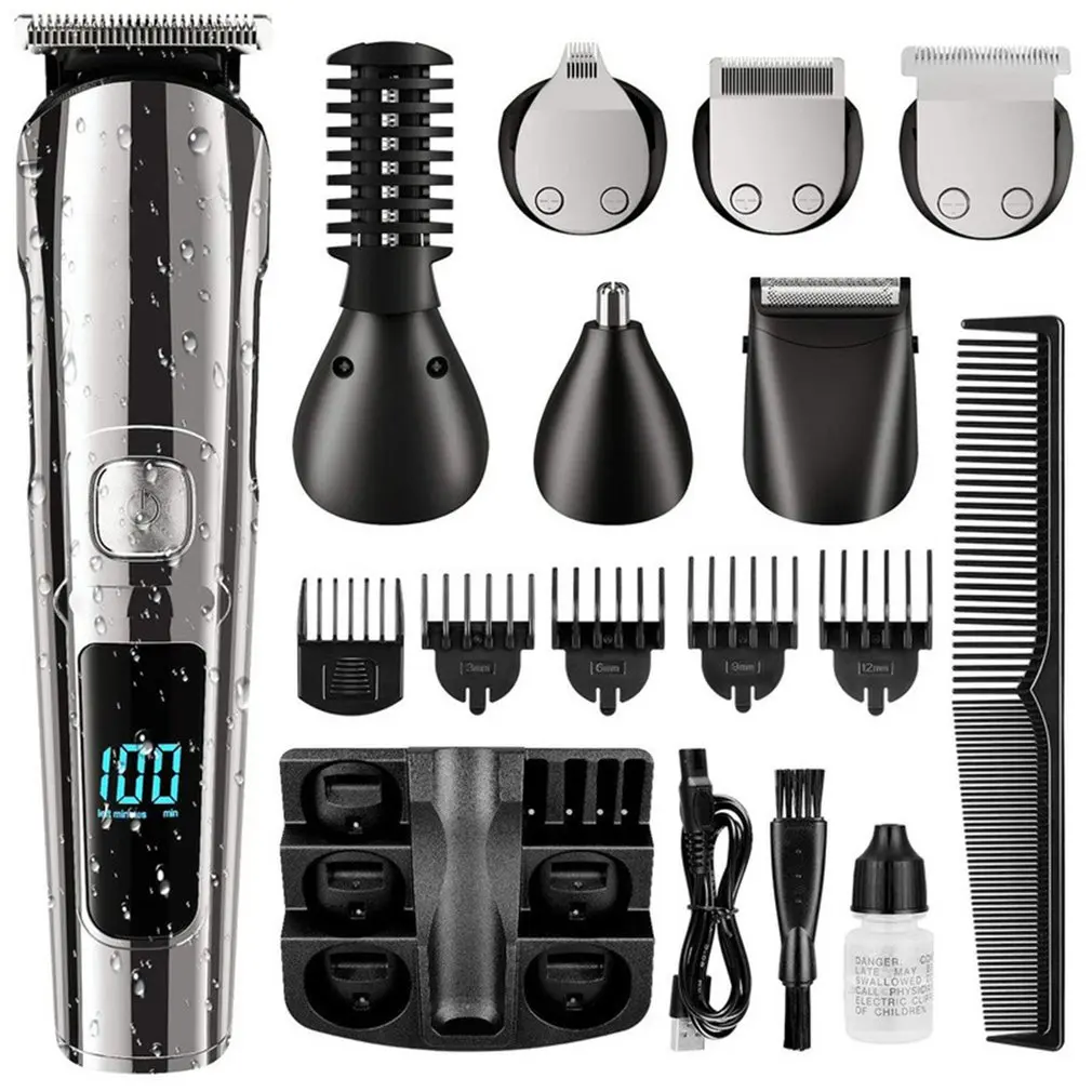 

Beard Trimmer All In 1 Cordless Men Hair Clippers Ear Facial Trimmer Body Groomer Kit With LED Display USB & Wall Charger