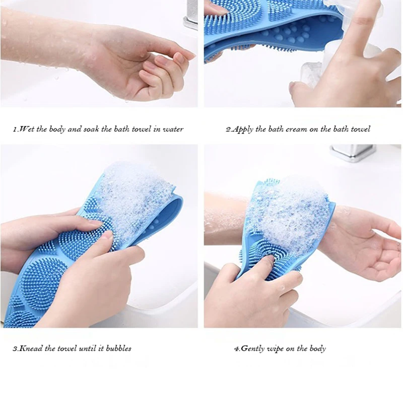 

New Silicon Body Scrubber Silicone Brushes Bath Towels Body Brush Bath Belt Exfoliating Back Brush Household Clean Shower Brush