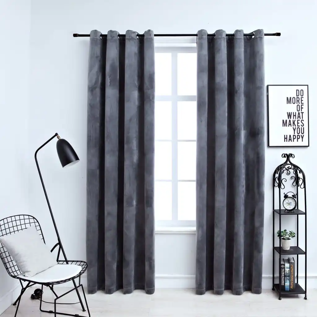 

Blackout Curtains with Rings 2 pcs Anthracite 54"x84" Velvet Free Shipping in the U.S.