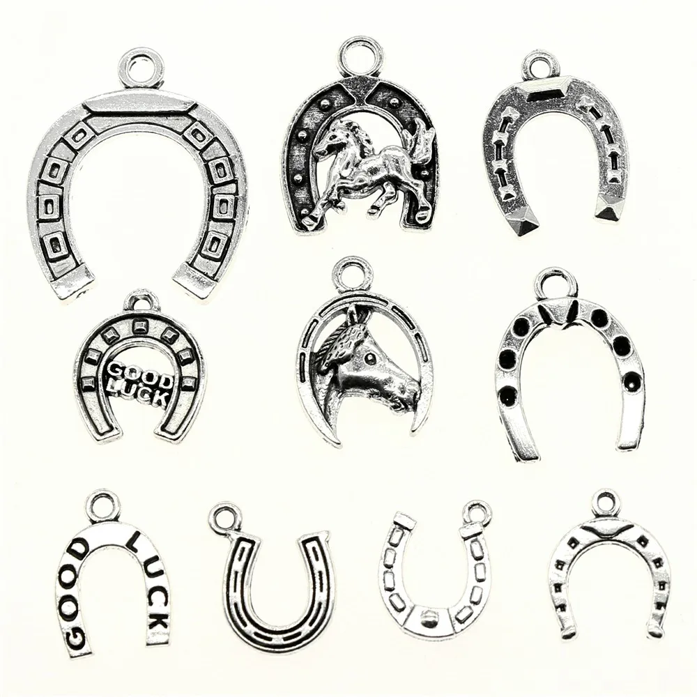 

WYSIWYG 40g Antique Silver Color Zinc Alloy Random Mix Styles Horseshoe Charms DIY Handmade Craft For Jewelry Making