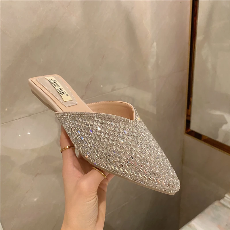 

Туфли женские без шнуровки, Мокасины, без застежки, плоская подошва, заостренный носок, роскошные дизайнерские, летние шлепанцы для вечерин...