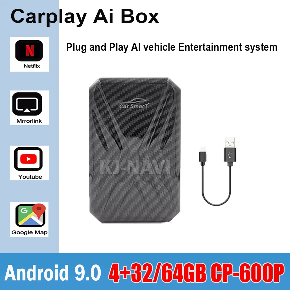 

Android 9,0 Поддержка Apple беспроводной carplay Ai Box для автомобильного видео мультимедийный плеер Mirrorlink для Benz Audi Tv для автомобиля Box 4 + 64G
