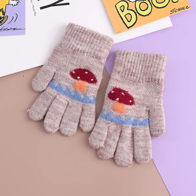 Перчатки вязаные детские зимние тонкие с мультяшными пальцами 2019 | Детская