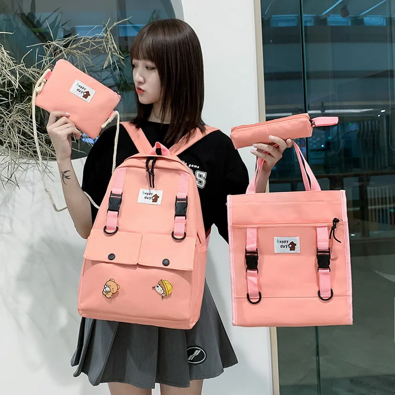 Комплект из 4 предметов с рисунком модный рюкзак парусины для младшей школы