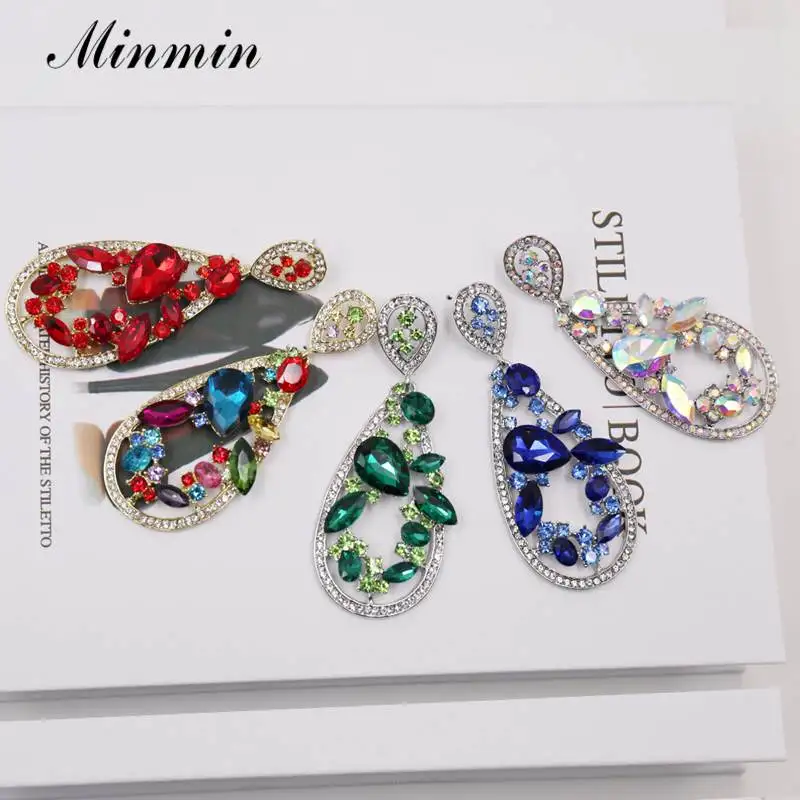 Minmin романтические длинные висячие серьги капли с кристаллами модные свадебные