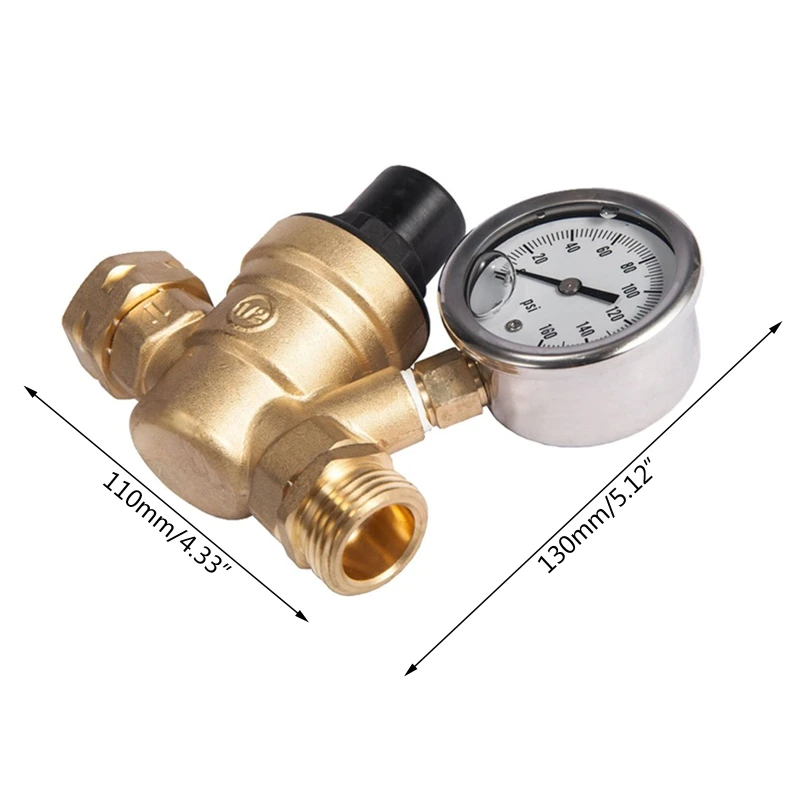

Brass Water Pressure Regulator Lead Free Valve Adjustable Water Pressure Reducer Valve for RV Screened Filter
