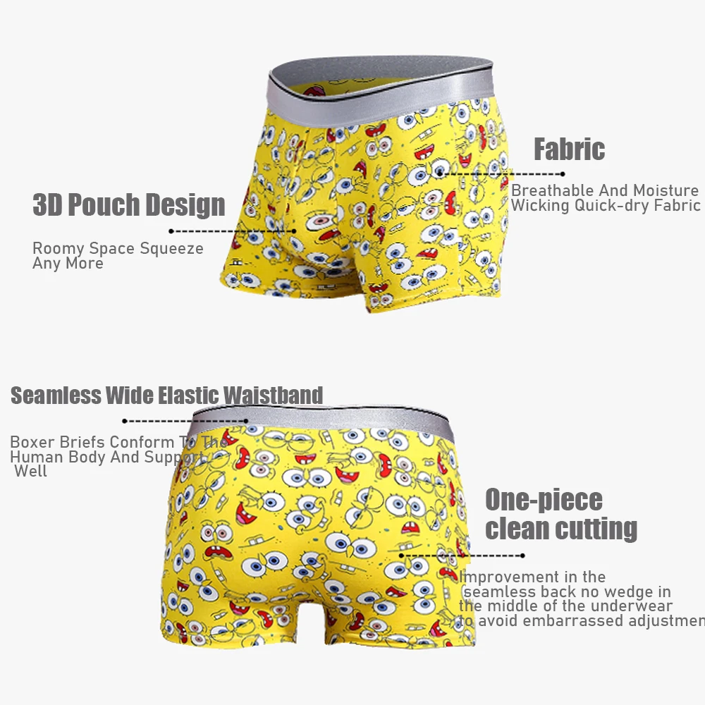Underwear Men Boxer Cartoon Funny Panties Elastic Boxershorts Men Underpants Breathable Seamless Male Soft Calzoncillos Hombre