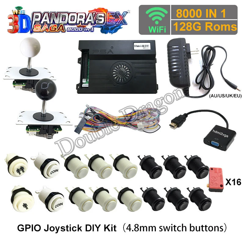 

3D Wifi Pandora Сага EX Box 8000 в 1 Набор «сделай сам» джойстик и нажимная кнопка игровая консоль аркадный шкаф машина 2 игры